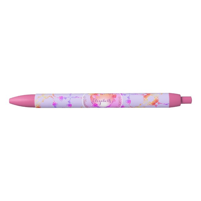 Personal Addressed Stationery Rose Hearts   Pen (Front)