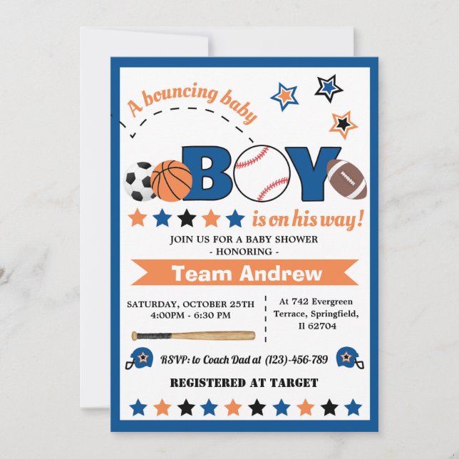 Personal All Star Baby Shower for boy Invitation (Front)