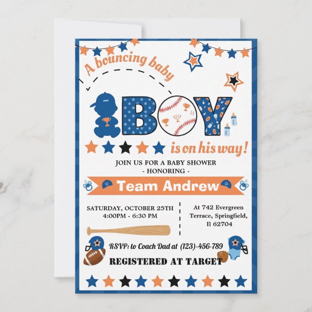 Personal All Star Baby Shower for boy Invitation (Front)