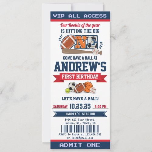 Personal All Star Sport First Birthday Ticket