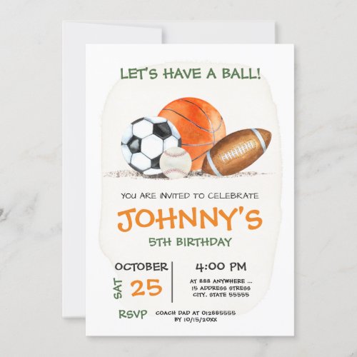 Personal All Star Sports Birthday Party Invitation