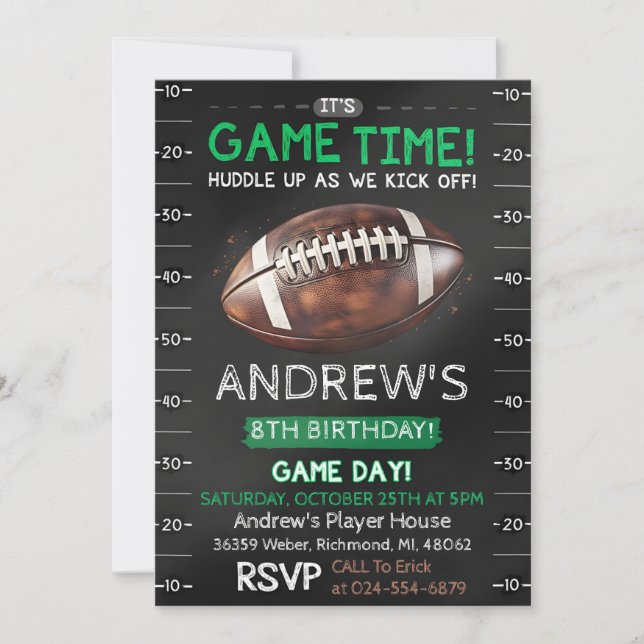Personal American football Birthday Invitation (Front)