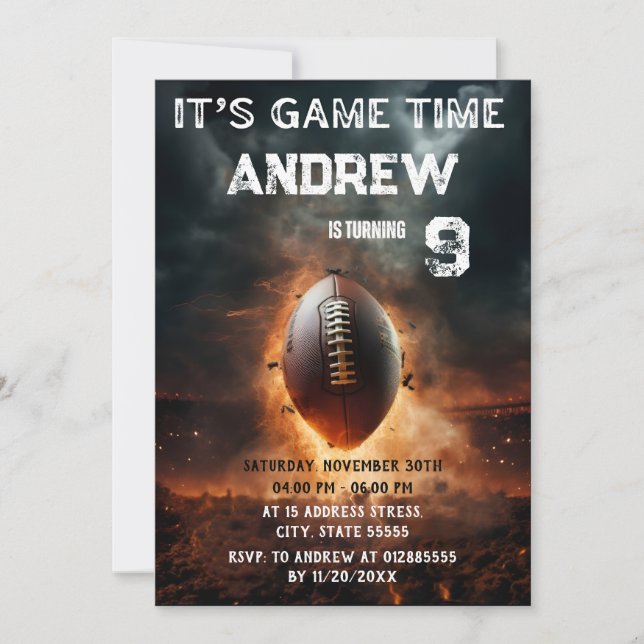 Personal American Football Invitation (Front)