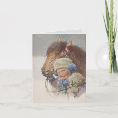Personal Antique Winter Pony Art Note Cards