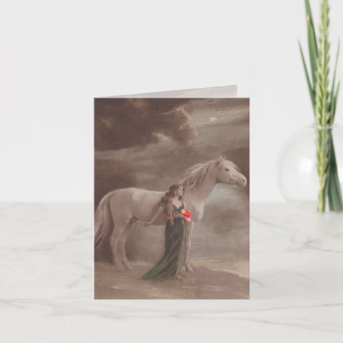 Personal Antique woman  Horse Fantasy Note Card