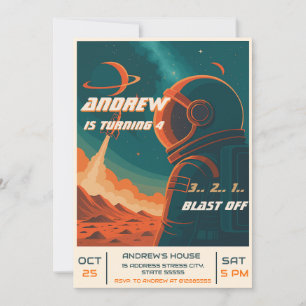 Personal Astronaut Outer Space Birthday Party  Invitation