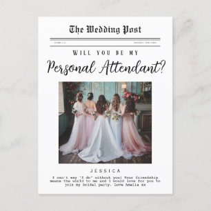 Personal Attendant proposal, Elegant Newspaper Postcard