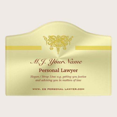 Personal Attorney and golden justice logo Door Sign