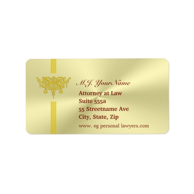 Personal Attorney and golden justice logo Label (Front)