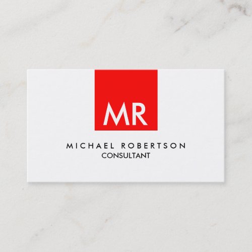 Personal Attractive Monogram Red Black White Business Card