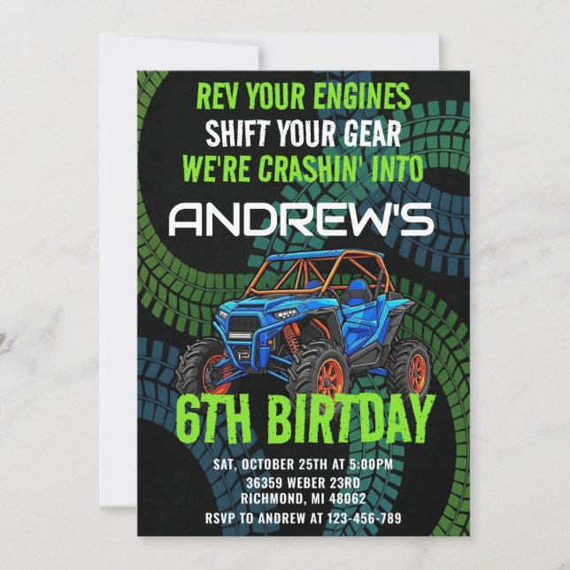 Personal ATV Boys Birthday Invitation  (Front)
