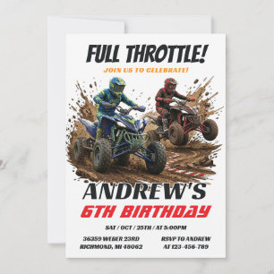 Personal ATV Dirt Bike Birthday Invitation 