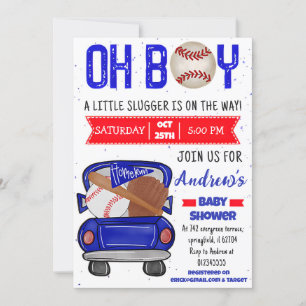 Personal Baseball Baby Shower Little Slugger Invitation