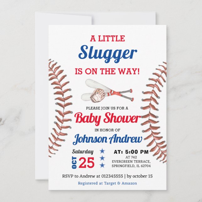 Personal Baseball Baby Shower Rookie All Star Invitation (Front)