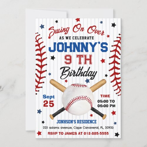 Personal Baseball Birthday Invitation