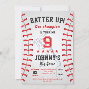 Personal Baseball Birthday Party Invitation