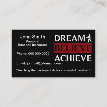 Personal Baseball Instructor Business Card by Baysideimages at Zazzle
