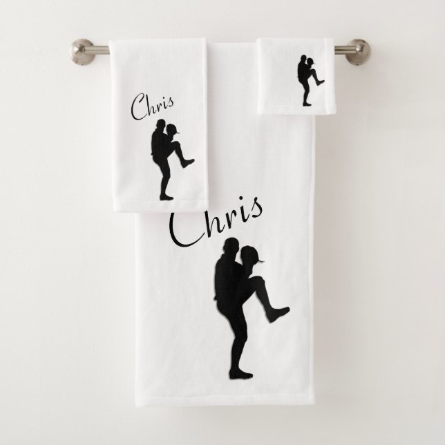 Personal Baseball Player Pitcher Windup Bath Towel Set (Insitu)