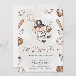 Personal Baseball Rookie Baby Shower Cute Bear Invitation