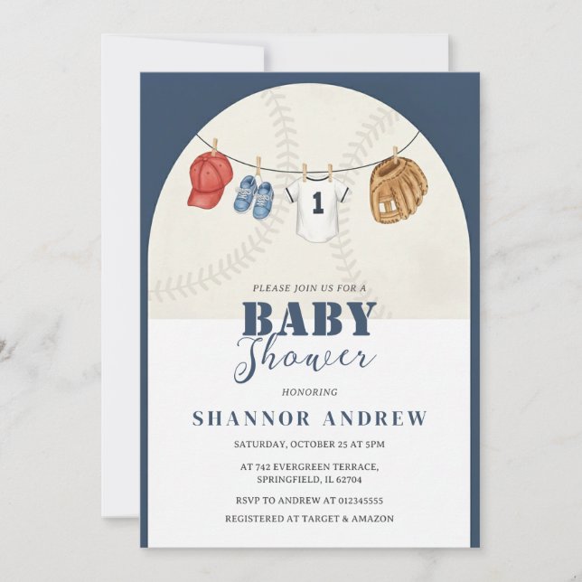 Personal Baseball Rookie Baby Shower  Invitation (Front)