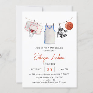Personal Basketball baby shower watercolor Invitation