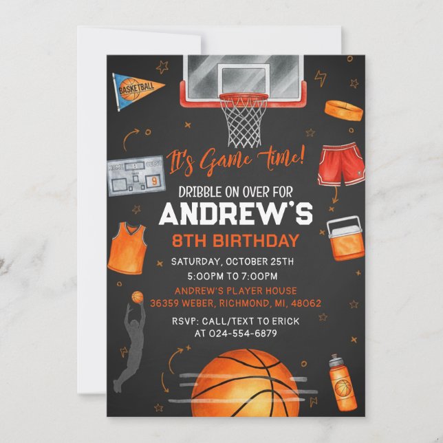 Personal Basketball Birthday for boy Invitation (Front)
