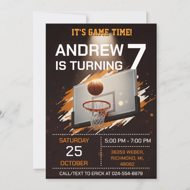 Personal Basketball Birthday Invitation Party (Front)