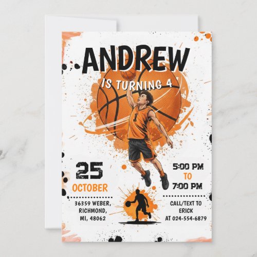 Personal Basketball Birthday Invitation Party
