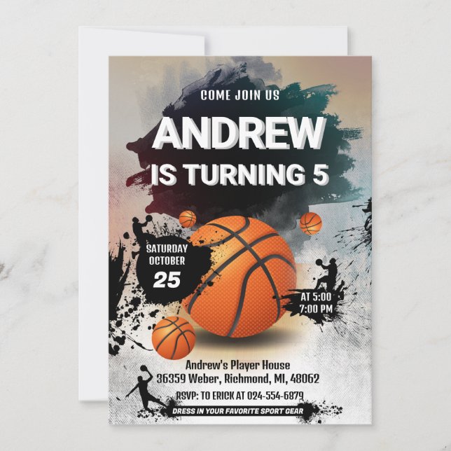 Personal Basketball Birthday Invitation Sport (Front)
