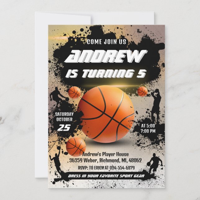 Personal Basketball Birthday Invitation Sport (Front)