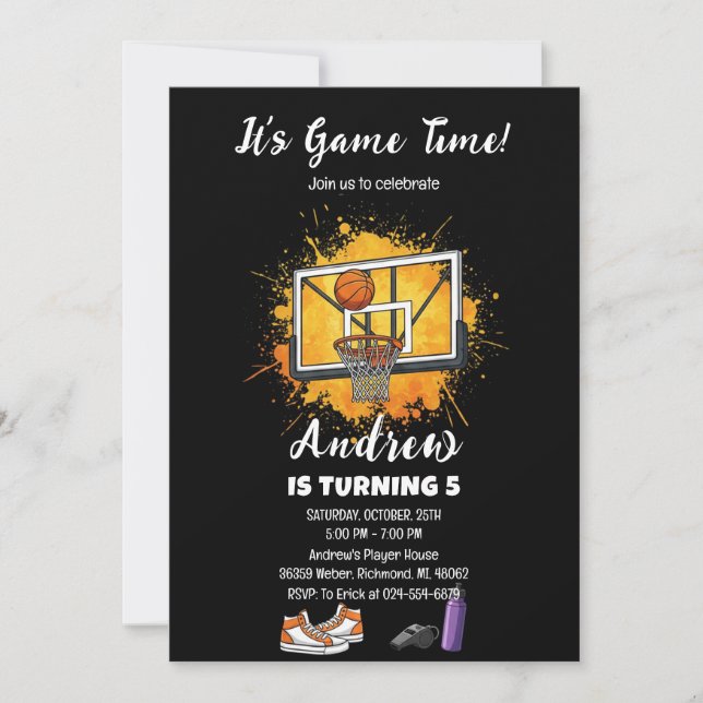 Personal Basketball Birthday Invitation Sport (Front)
