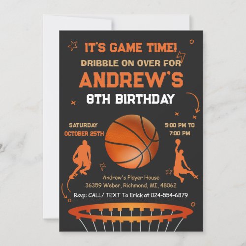 Personal Basketball Birthday Invitation Template