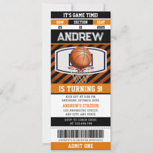 Personal Basketball Birthday Sports Ticket Invitation