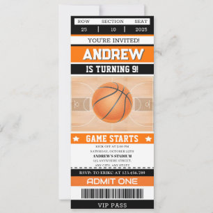 Personal Basketball Birthday Ticket ANY Age Party Invitation