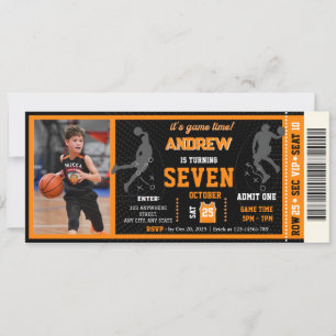 Personal Basketball Birthday Ticket With photo Invitation