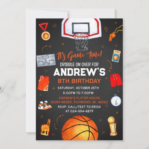 Personal Basketball Birthday with Photo Invitation