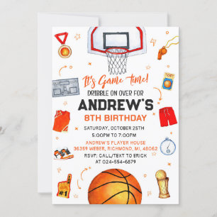 Personal Basketball Birthday with Photo Invitation