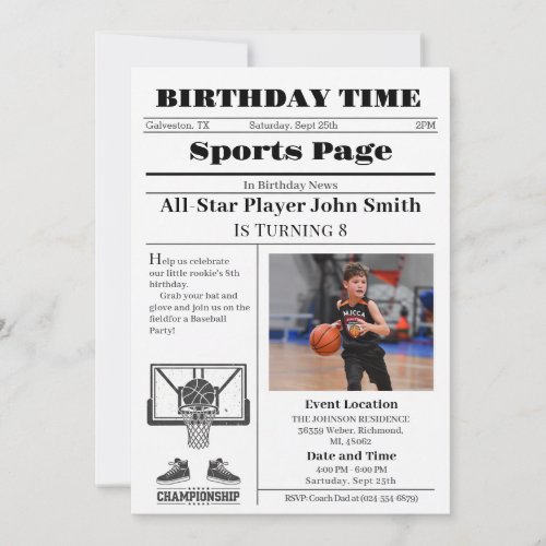 Personal Basketball Birthday with Photo