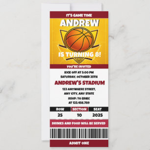 Personal Basketball Frenzy Birthday Party Passes Invitation