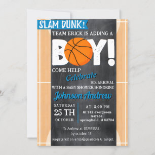 Personal Basketball Theme Baby Shower Slam Dunk Invitation