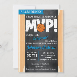 Personal Basketball Theme Baby Shower Slam Dunk Invitation