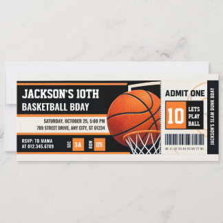 Personal Basketball Ticket Birthday Party Invitation