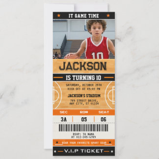 Personal Basketball Ticket Birthday with photo Invitation