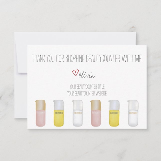 Personal Beautycounter Hand-drawn Thank You Card (Front)