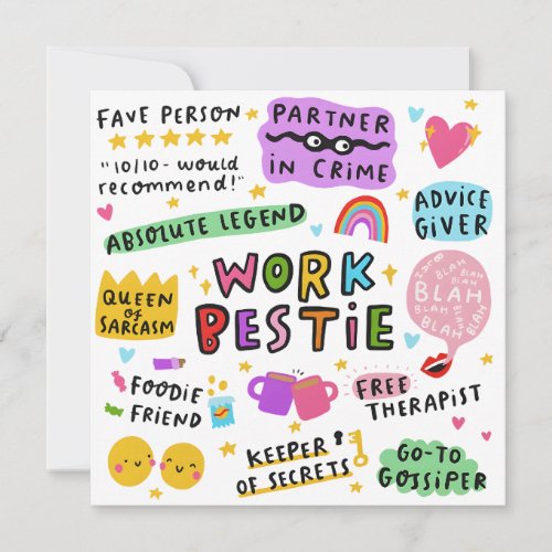 Personal Birthday Card Work Bestie Card