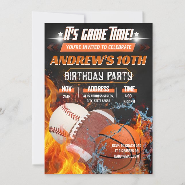 Personal Birthday Party All Star Sport Invitation (Front)