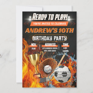 Personal Birthday Party All Star Sport Invitation