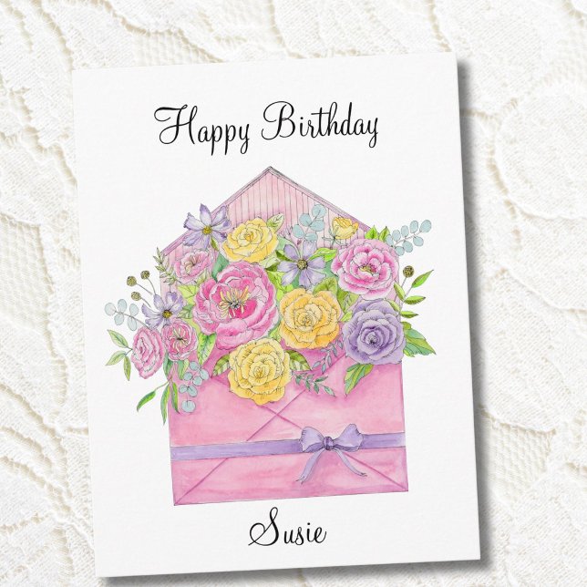 Personal Birthday Wishes Floral Envelope Postcard (Creator Uploaded)