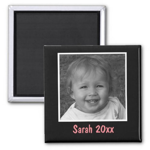 Personal Black Greeting Custom Photo and Text Magnet