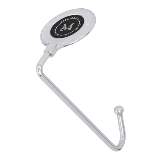 Personal Black White Classy Monogram Purse Hook (Angled)